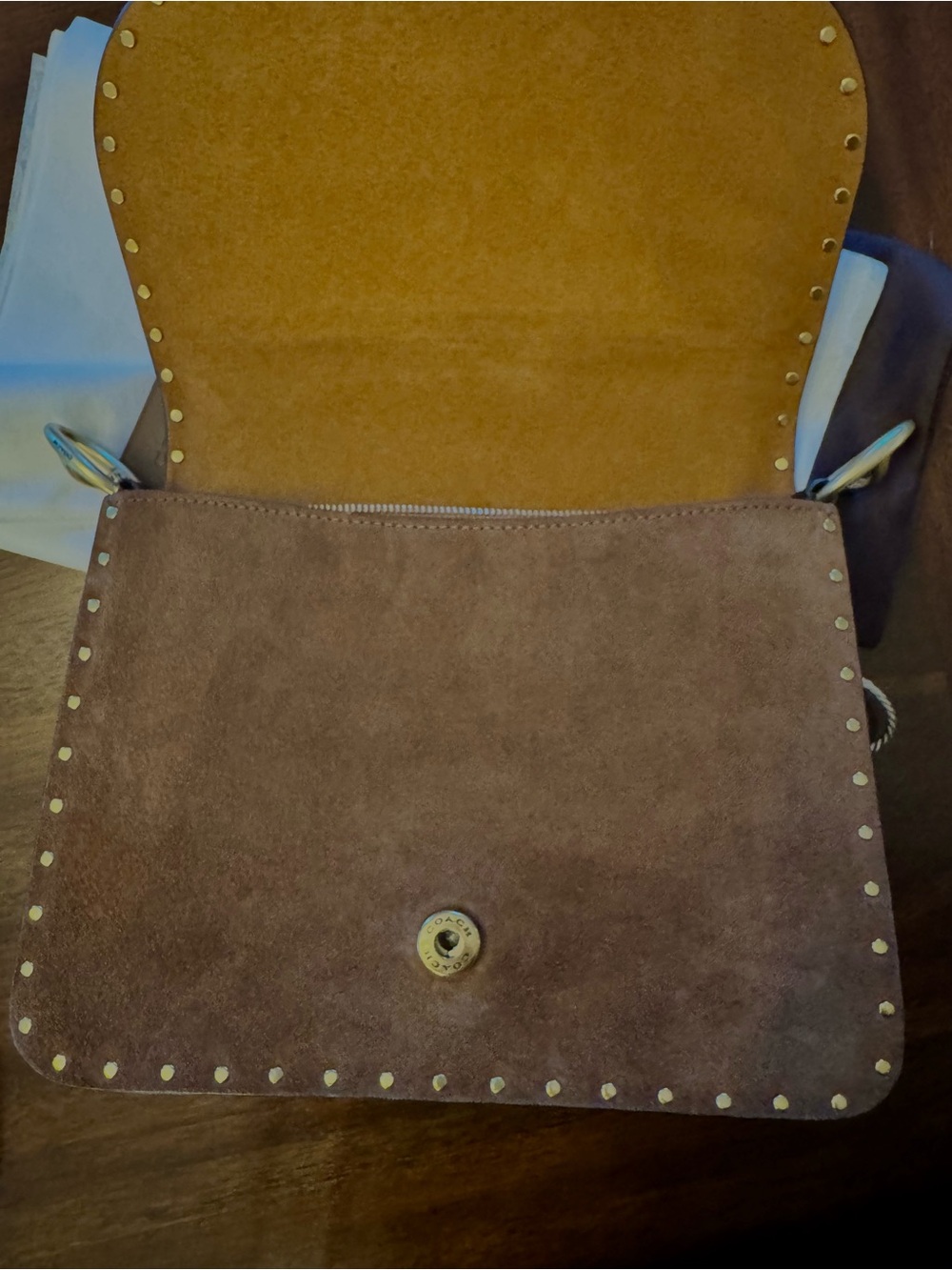Coach Beat 4595 Colorblock with Rivets, Suede and Leather Crossbody Bag - Picture 14 of 14